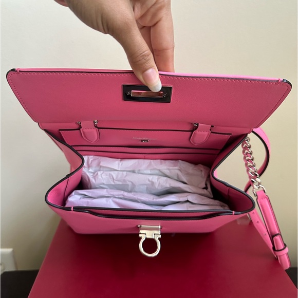Salvatore Ferragamo Pink Trifoglio Women Crossbody Top handle Handbag NEW - Picture 3 of 9